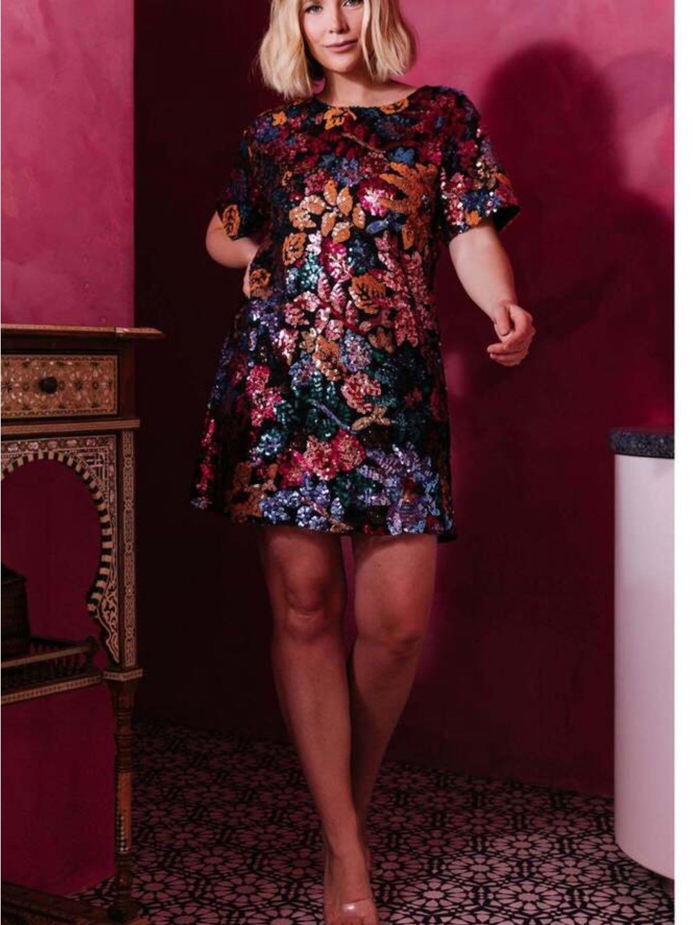 Baltic Born Multicolor Sequin Floral Mini Dress